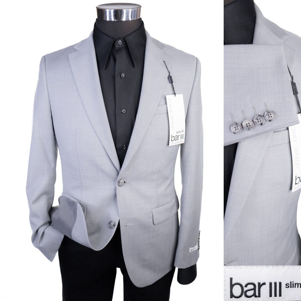 Bar III Light Gray Single-Breasted Sport Coat Blazer